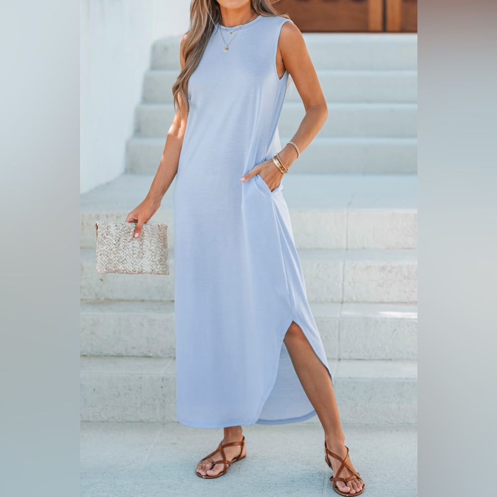 NWT Cupshe Sleeveless Light Blue Maxi Dress